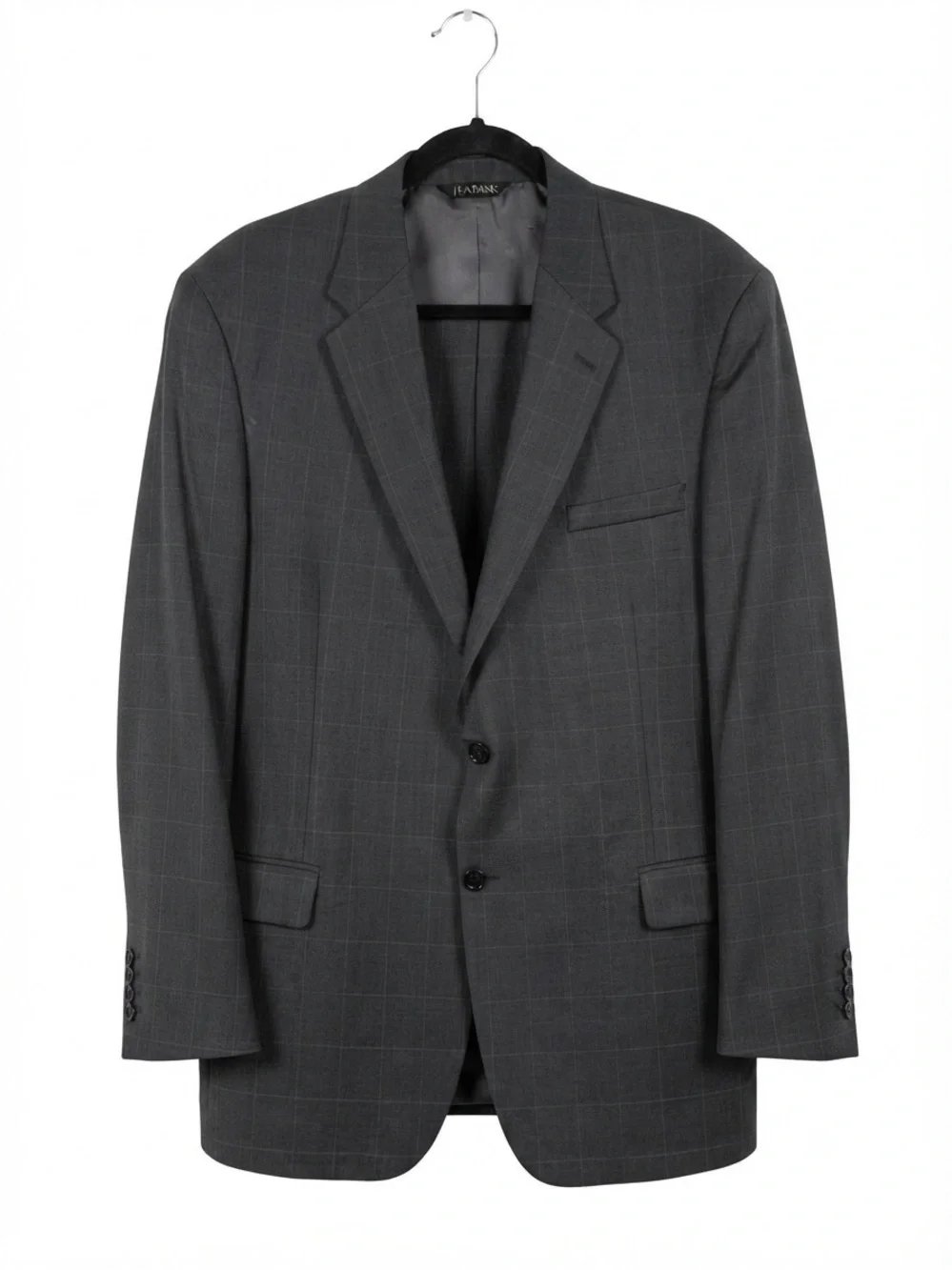 Jos. A. Bank Signature Col. Men's Gray Windowpane 100% wool Full Suit 48 X 40 XL